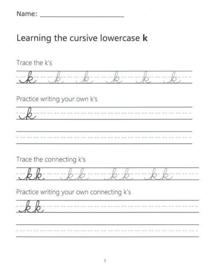 Lowercase k in cursive